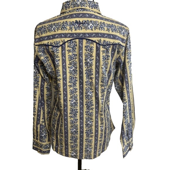 Walls Cowgirl Ranch Wear Women’s Western Snap Shirt Medium Floral Stripe  (flaw) - Picture 6 of 14